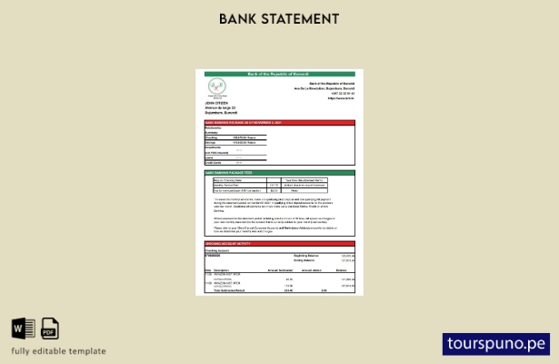 listo para imprimir plantilla de Excel de extracto bancario del Banco de la Repú